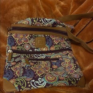 Floral Paisley Crossbody Bag in Purple and Brown